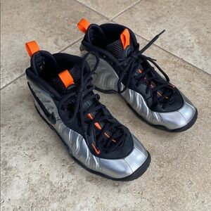 Nike Little Posite Pro Black and Metallic Silver big kid shoes